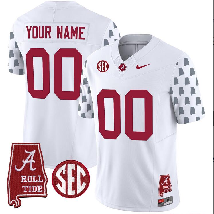 Men Alabama Crimson Tide Vapor Limited Custom white 2024 Nike NCAA Jersey